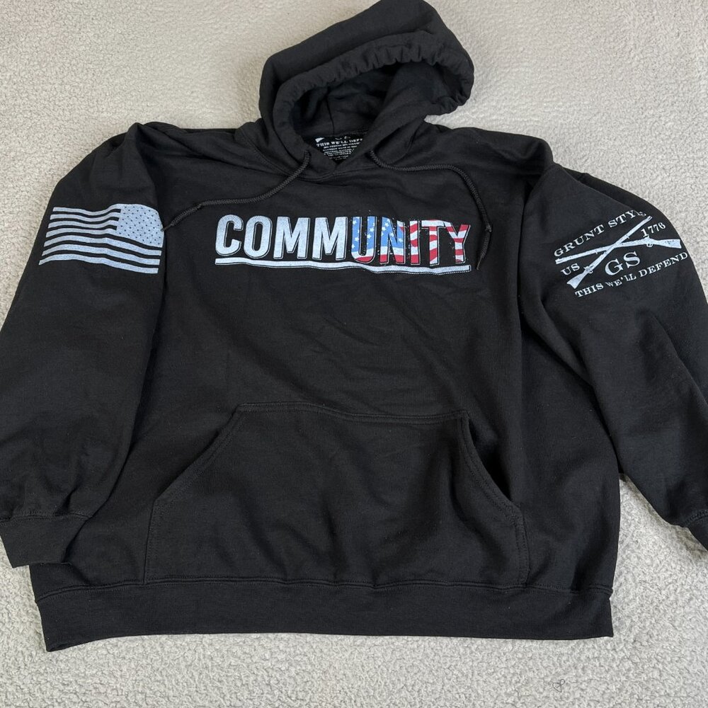 GRUNT STYLE Hoodie Sweatshirt Mens XL Community This We'll Defend